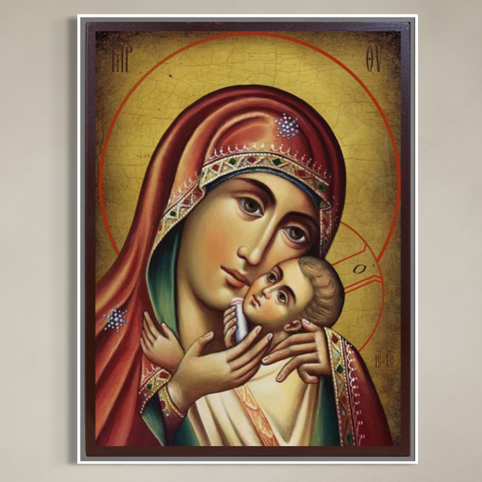 Tablou canvas decorativ cu icoana ortodoxa a maicii domnului cu pruncul